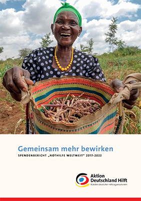 Cover des Spendenberichts "Gemeinsam mehr bewirken" von Aktion Deutschland Hilft
